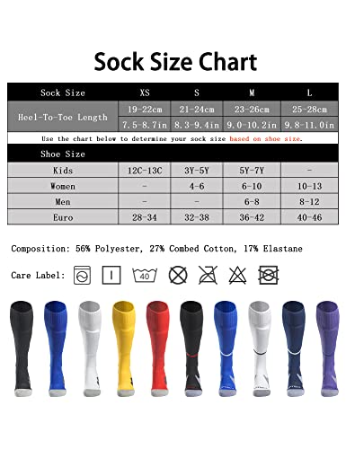 Aptesol Youth Cushion Soccer Socks Knee High Multiple Sizes/Color Team Sport Socks For Boys Girls Men Women [3-Pack Blue,Xs] #TOP6