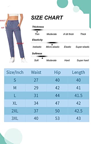 Yundai Women's Waterproof Joggers Lightweight Quick Dry Hiking Pants Athletic Workout Casual Outdoor Pants L, Pink #TOP4