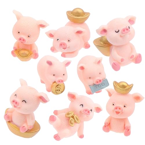 lomdung 8 Stück Glücksschweine, Glücksschweinchen Mini Figuren, Glücksbringer Schwein, Schwein Deko für DIY Handwerk, Glücksbringer Neujahr Glücksschwein, für Viel Glück Neujahr Silvester Geschenk