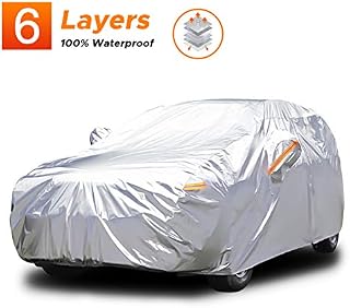 Audew 6 Layers Car Cover Waterproof All Weather Breathable UV Protection Snowproof Waterproof