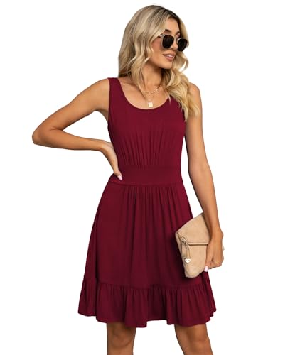 LILBETTER Women's Summer Casual U Neck Sundresses Pleated Knee Length Sleeveless Tank Dress2