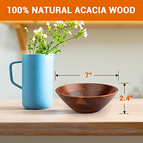 Aidea Wooden Bowls, 7 Inch Acacia Wood Salad Bowl Set Of 4 Wooden Serving Bowl For Salad, Soup, Noodle And More #TOP1