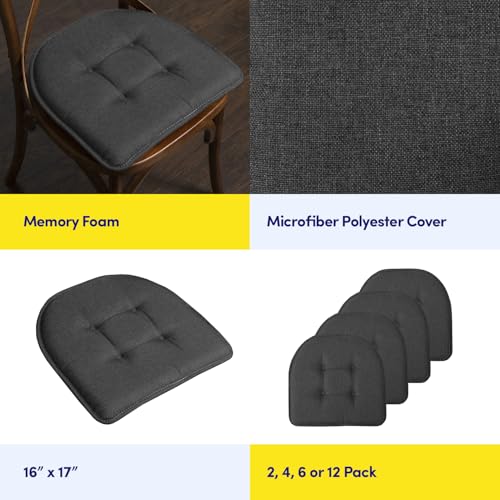 image for Sweet Home Collection Chair Cushion Memory Foam Pads Tufted Slip Non S