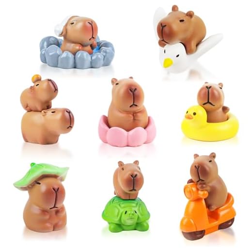 13Pcs Mini Capybaras de Resina, Figuras de Mini Chigüires, Decoración para Tortas de Capybaras, Adorables Figuras de Capibara para Tartas,Bonsáis, Paisajes en Miniatura, Escritorios y Casas de Muñecas