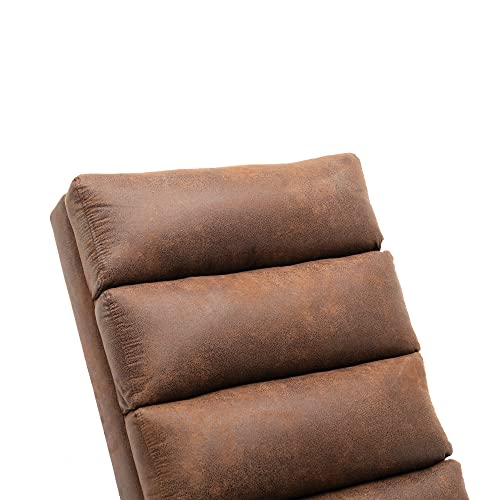 Homsof Armless Chaise Lounge Indoor Chair With Massage, Modern Long Lounger With Metal Legs For Office Or Living Room, One Size, Coffee #TOP6