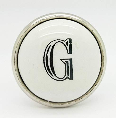 G Decor Letter White Monograms Ceramic Door Knobs (G)