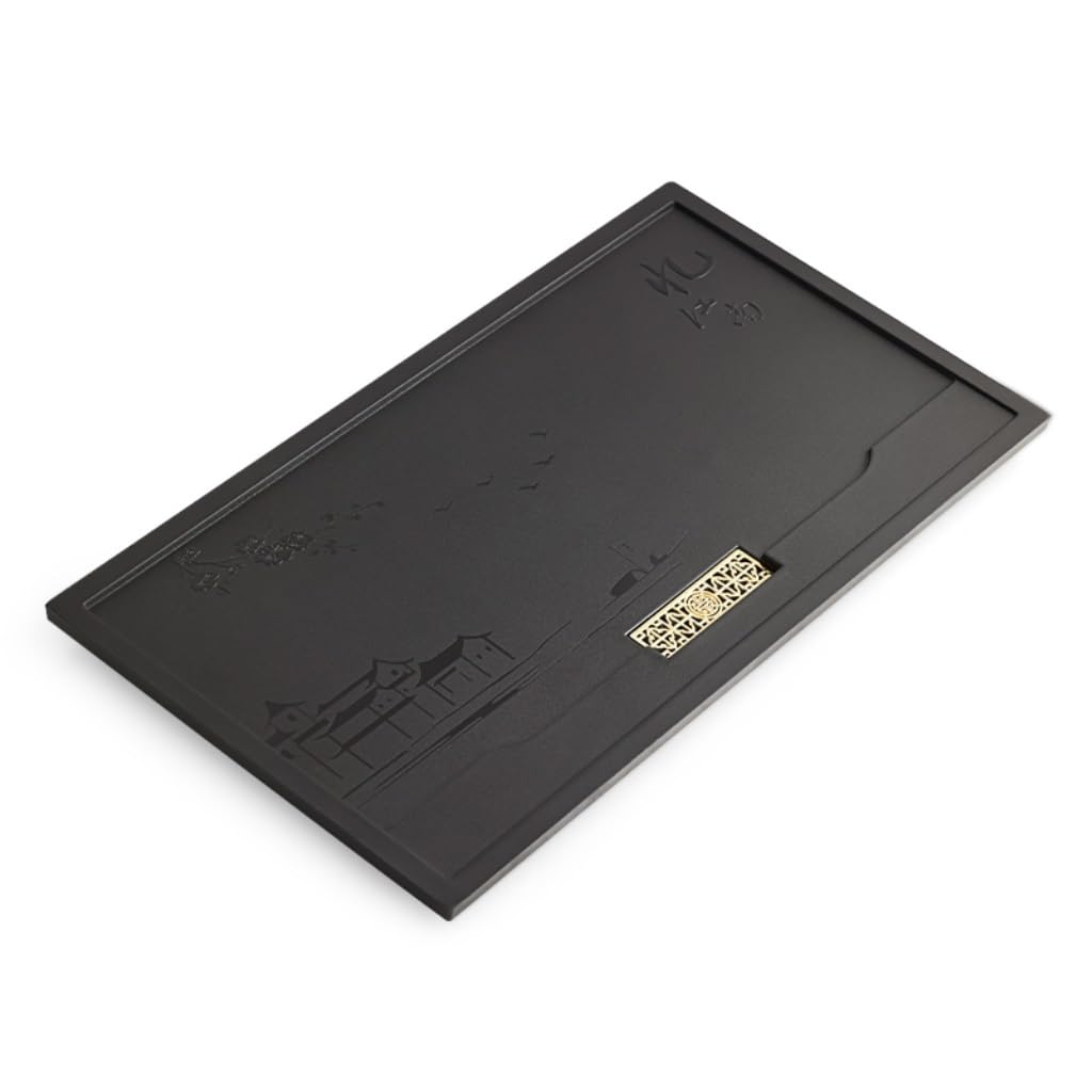 GTHTUHFD Kung Fu Tea Tray Household Draining Kung Fu Tea Set Imitation Black Gold Stone Tea Tray Office Teapot Base Tea Room Tray