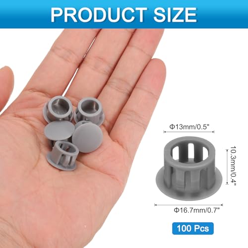 Image of uxcell 100pcs Nylon Plastic Hole Plugs, 1 /2 inch (13mm) Round Drill Screw Hole Plugs Covers, Deep Grey
