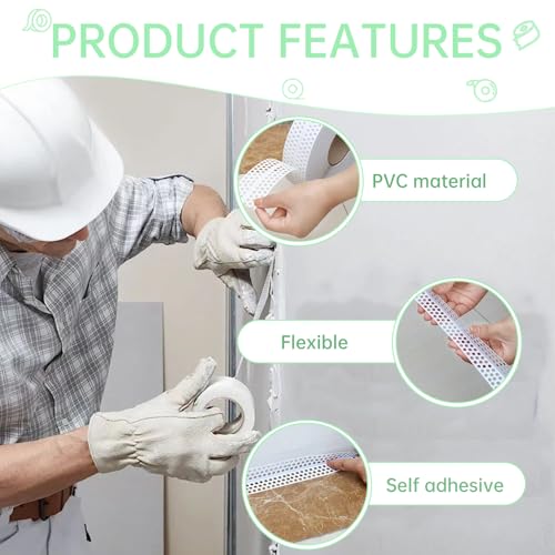 Image of 1.96 Inch Wide Self-Stick Drywall Tape, 132 Inch PVC Joint Compound Tape for Crack Repair - No Primer Needed, Instant Adhesion on Wood /Metal /Concrete (Professional Grade)