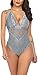 MEN.CLOTHING-LEE Ropa de Dormir para Mujer Corsés para Mujer Body de lencería de Peluche para Mujer Babydoll de Encaje de una Pieza-X-Large_Gray- (with_Snap_Crotch)