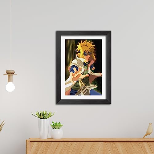 Image of TenorArts Minato Photo Frame Naruto Anime Laminated Poster Framed Painting with Matt Finish Black Textures (12inches x 9inches)