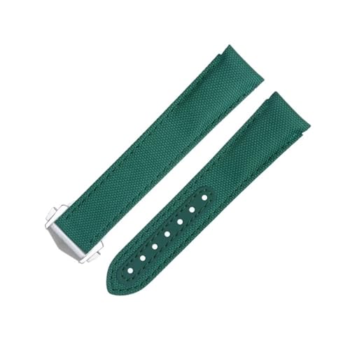 Bracelet de montre nylon 20mm vert sangle à embout incurvé haute densité