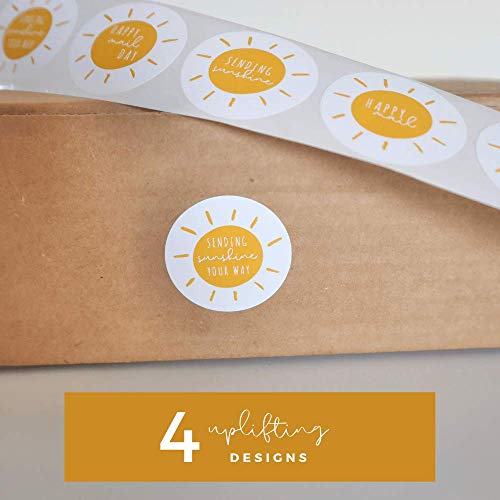 Happy Mail Stickers | Sending Sunshine Yellow Boho Stickers | Cute Packaging For Small Business | 1 Roll With 500 - Round Envelope Seals | 4 Unique Designs | Sunshine Party, Small Business Supplies #TOP4