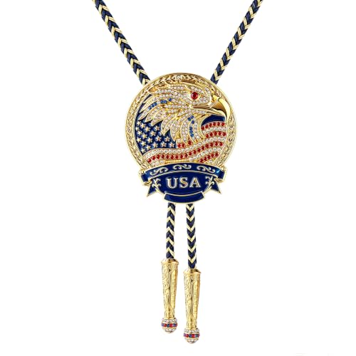 Image of GelConnie Bolo Ties for Men Women Western Cowboy Tie Mens Western Necklace Leather Necktie Gold Bolero Tie Cowboy Necklace