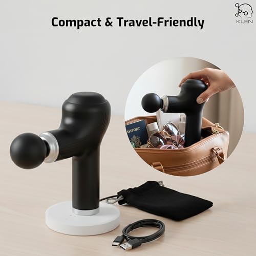 Image of KLEN Electric Deep Tissue Portable Massage Gun with Multiple Massage Heads for Muscle Relaxation, Pain Relief, Post Workout Recovery & Full Body Use Ideal Gift for Men Women