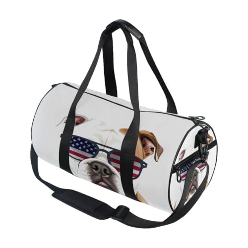 Bolsa de gimnasio ligera con estampado de Pitbull patriótico para deporte y escapadas