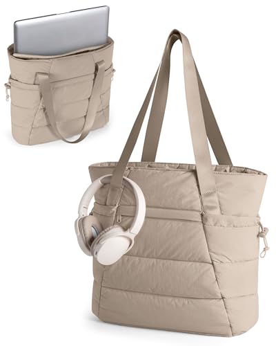 Image of Smasrob Puffer Tote Bag for Women, Lightweight Tote with Laptop Sleeve