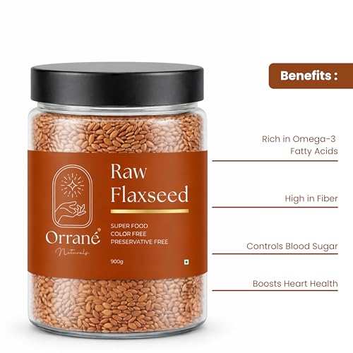 Image of Orrane Raw Flaxseed 900g Alsi Beej for Eating, Smoothies and Baking | High Omega 3, Fiber and Protein Rich Seeds, Gluten Free Superfood | Supports Heart Health, Digestion & Weight Management