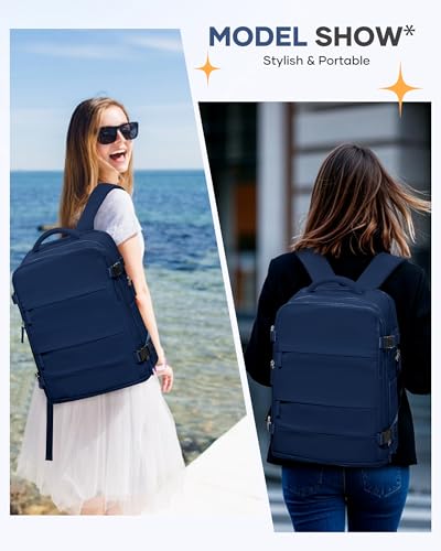 Image of coofay Travel Backpack Carry On Backpack Personal Item Travel Bag Mochila De Viaje Carry On Backpack For Airplanes Traveling Backpack For Women Gym Backpacks College Backpacks Sapphire Blue