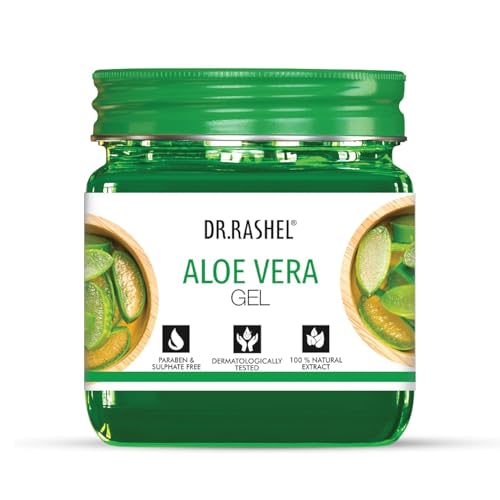 Image of DR.RASHEL Aloe Vera Gel with natural Aloevera Extract for Men & Women for Moisturize and Sooth Glowing Skin with No Parabens, SLS, Silicones & Colour (380ml)