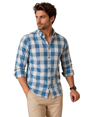 Image of NoseQueen Men's Checked Cotton Shirt | Full Sleeve Regular Fit Casual Shirt for Men | Soft Breathable Checkered Shirt