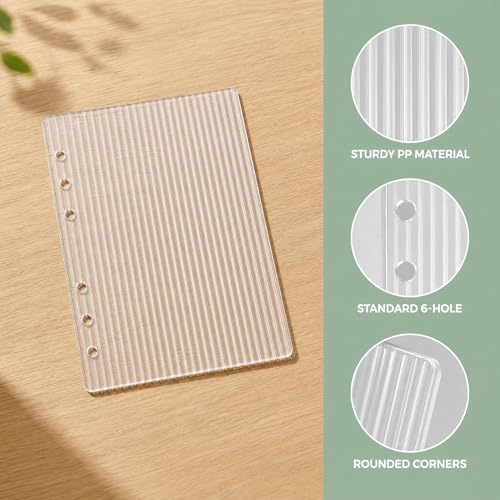 Image of Clear A6 Binder Cover, 6 Ring Transparent Acrylic Planner Protector Shell, Minimalist Refillable 6 Hole A6 Notebook Cover for Budget Binders, Journals & Office Planners (8.27 inch x 5.91 inch) (A6)