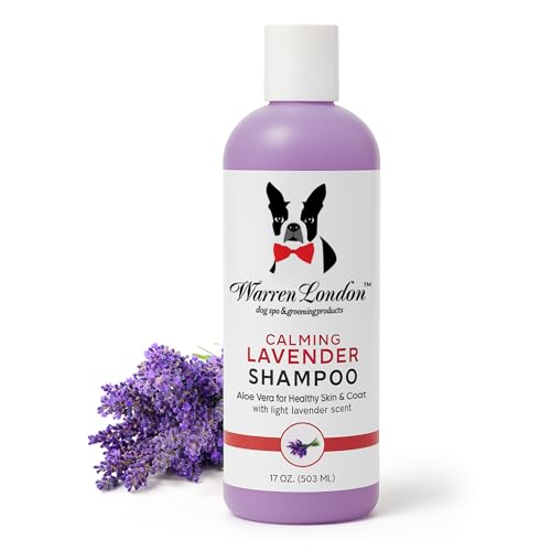 Warren London Calming Lavender Dog Shampoo | Softening Aloe Vera & Essential Oils for Dogs | Leaves Coat Silky & Smelling Amazing | Gentle & Soap-Free | Made in USA – 17 oz