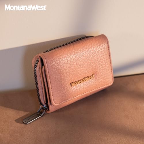 Image of Montana West Women's Wallet Slim Trifold Card Holder RFID Blocking with Zipper Coin Pocket