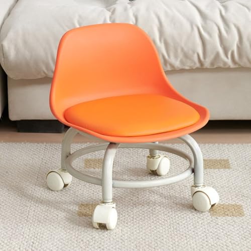 Tabouret bas à roulettes avec support dorsal, siège en cuir PU pour massage, bureau, maison, garage, magasin