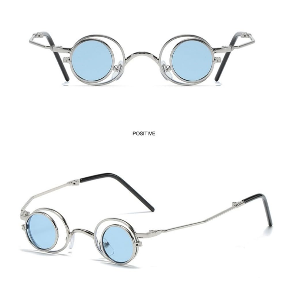 Stylowe, codzienne okulary przeciwsłoneczne z klapką dla kobiet, małe, okrągłe, składane, modne okulary z filtrem UV400