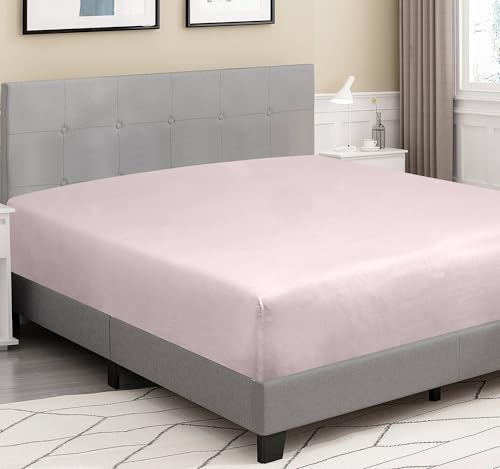 Image of ROYALE LINENS 300 Thread Count 100% Long Staple Combed Cotton Fitted Sheet Twin XL - Super Soft Deep Pocket Bottom Sheet - Fitted Sheets Only - Elastic Sheets (Twin XL, Lavender)