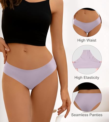 Image of DEANGELMON Seamless Underwear for Women No Show Bikini Panties Comfortable Stretch Invisible Ladies Hipster Briefs