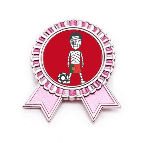 Broche footballeur portugais rose en métal pour personnaliser un sac
