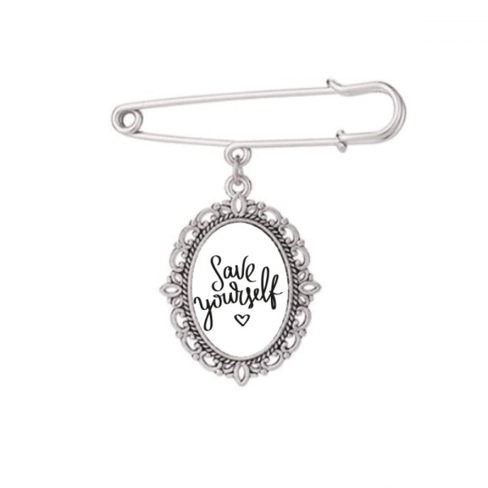 Broche Art déco Save Yourself en taille M pour veste et manteau