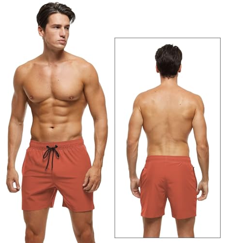 Image of Tyhengta Men's Swim Trunks Quick Dry Beach Shorts with Zipper Pockets and Mesh Lining
