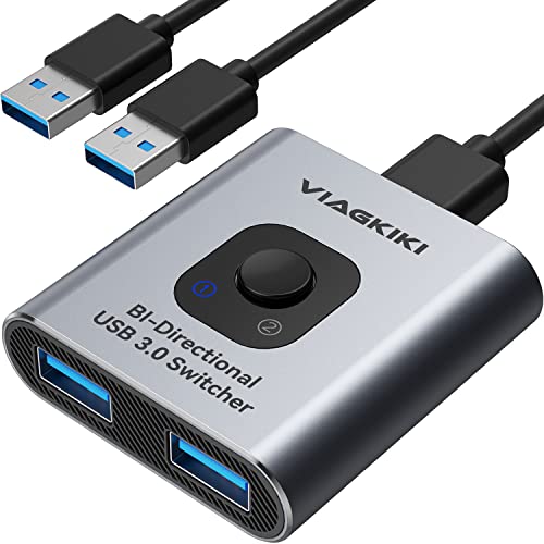 Usb Switch 3.0 Kvm Switch,Bi-Directional Usb Switch Selector 2 In 1 Out/1 In 2 Out, Viagkiki Usb Switcher 2 Computers Share 1 Usb Devices For Pcs Mouse Keyboard Printer Scanner (With 2 Usb 3.0 Cables) #TOP7