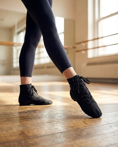 Image of MSMAX Womens Jazz Dance Boots Lace Up High Top Character Shoes for Women - Ankle Boots for Jazz, Theater, Stage Performance & Costume
