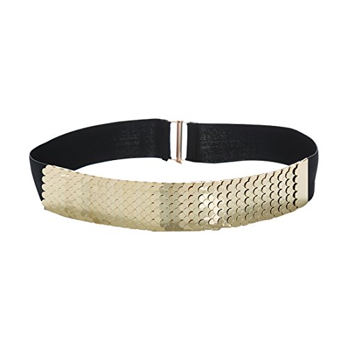 uxcell Women Fish Scale Fashionable Belt Elastic Band Metal Waistband Width 1 3/4 Inches
