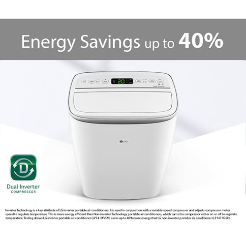 LG 10,000 BTU Dual Inverter Portable Air Conditioner Unit for Medium Rooms, Bedroom, Office, Kitchen, Dining Room, 115V, Cools up to 500 Sq. Ft. with 3 Speeds, 24H Timer, Wi-Fi Control, Remote, White - image 7