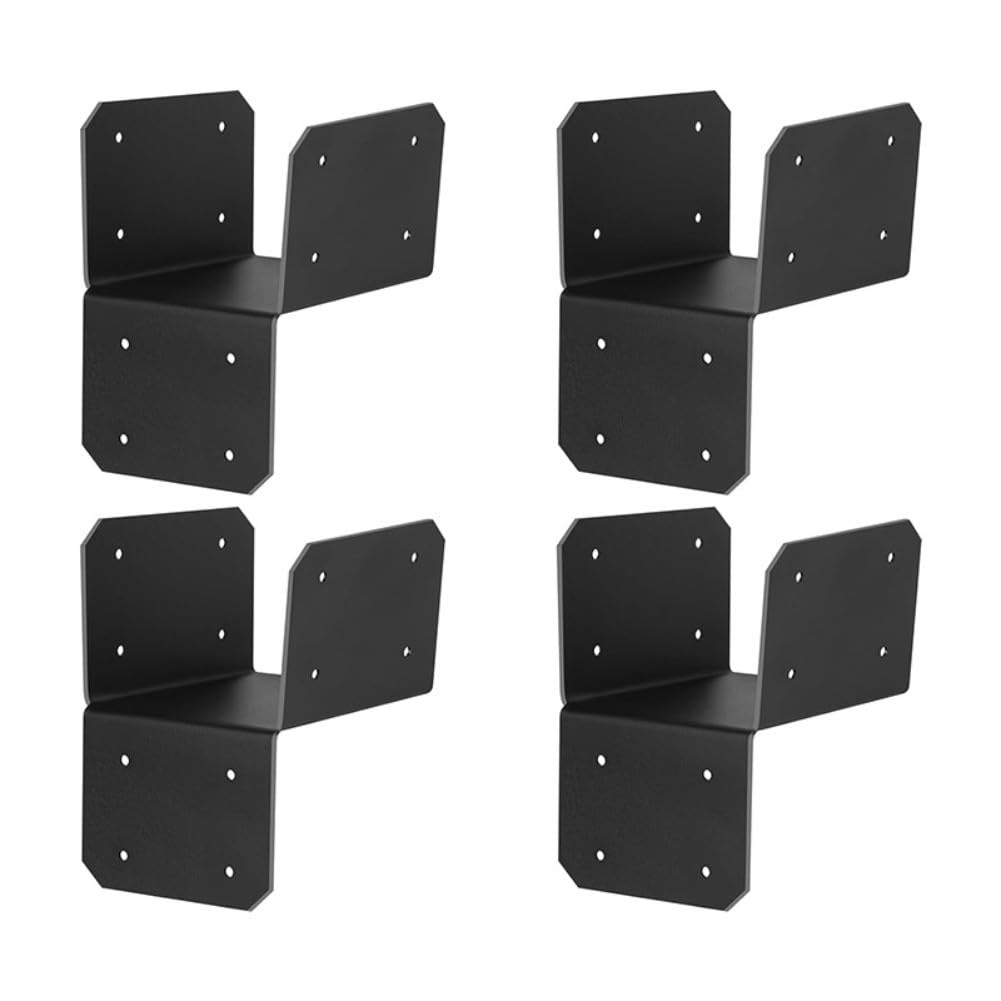 Support d'ancrage de solive en acier noir FUBESK pour fixation de poteau de terrasse - Lot de 4
