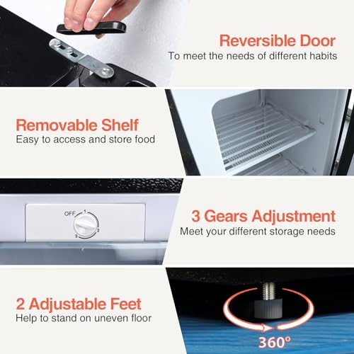 Upright Freezer with Reversible Single Door, 3.5 Cubic Feet Stainless Steel Compact Freezer, Silver Adjustable Thermostat Removable Shelves Mini Freezer, Applicable to Home, Kitchen, Office