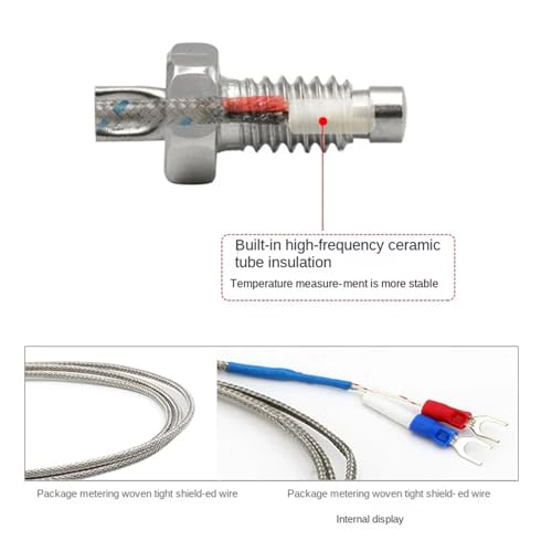 Sensor temperatura PT100 M8 con sonda de tornillo de 2m para controlador térmico industrial 800C 3