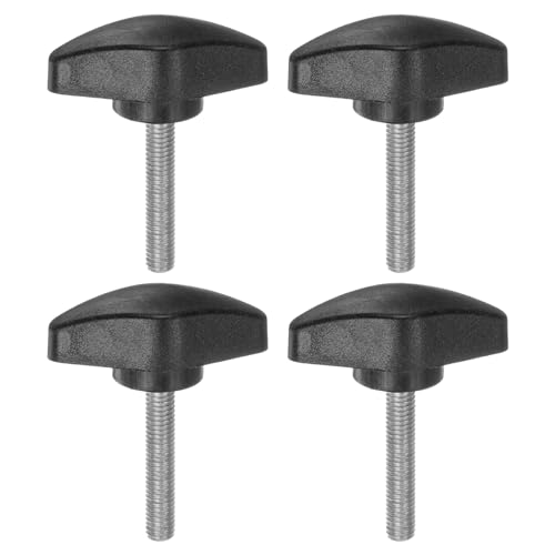QUARKZMAN 4Pcs Tornillos de Pulgar de Perilla en Forma de T, M5 x 30mm, Rosca Macho Estándar, Plástico, Asas de Perillas de Sujeción de Mano, Agarre de Tornillo de Pulgar, Negro