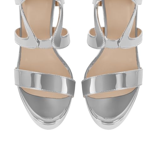 Image of richealnini Women's Crisscross Platform Stiletto High Heels Strappy Sandals with Zipper