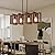 SOGOTING 32" Farmhouse Kitchen Island Lighting Adjustable Dining Room Light Fixtures, 4-Light Rustic Wood and Black Metal Rectangular Chandelier Modern Pendant Lighting for Kitchen Island, Cafe