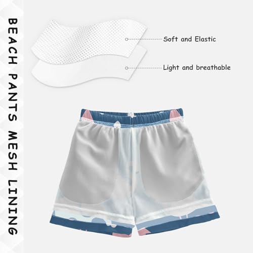 Boys Beach Board Shorts Elephant Flamingo Cartoon Swim Trunk Teen Swimwear 8-16Y4