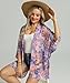 WEIYAN Women's Tops Loose Chiffon Kimono Cardigan Beach Swim Cover up Blouse(Pinkleaf,Small)