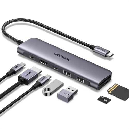 UGREEN USB C Hub 7-in-1 Revodok USB Hub for Laptops 4K HDMI to USB-C 100W PD microSD SD Card Reader 3x USB-A/C Ports Compact Aluminum Multiport Adapter for MacBook Neo/Air/Pro HP Dell