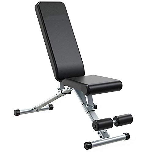 FEILA Adjustable Folding Fitness Barbell Rack and Weight Bench Weight Bench with Upgraded Wider Backrest Seat InclineDecline Exercise Workout Bench for Home Gym, Strength Training Full Body Workout