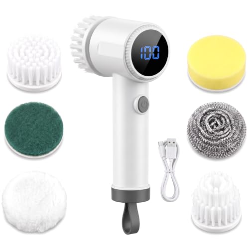 Electric-Spin-Scrubber-with-6-Brush-Heads-for-Shower-and-Bathroom Electric Spin Scrubber with 6 Brush Heads for Shower and Bathroom - Image 1